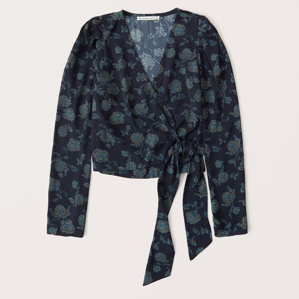 Abercrombie & Fitch Wrap Bow Tie long Sleeve Top